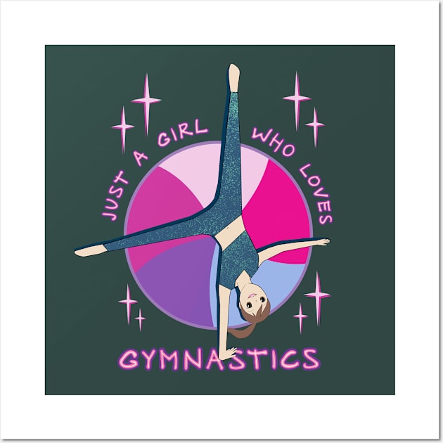 Funny Gymnast Anime Girl Cartwheel Gymnastics Stars Wall Art by French Salsa